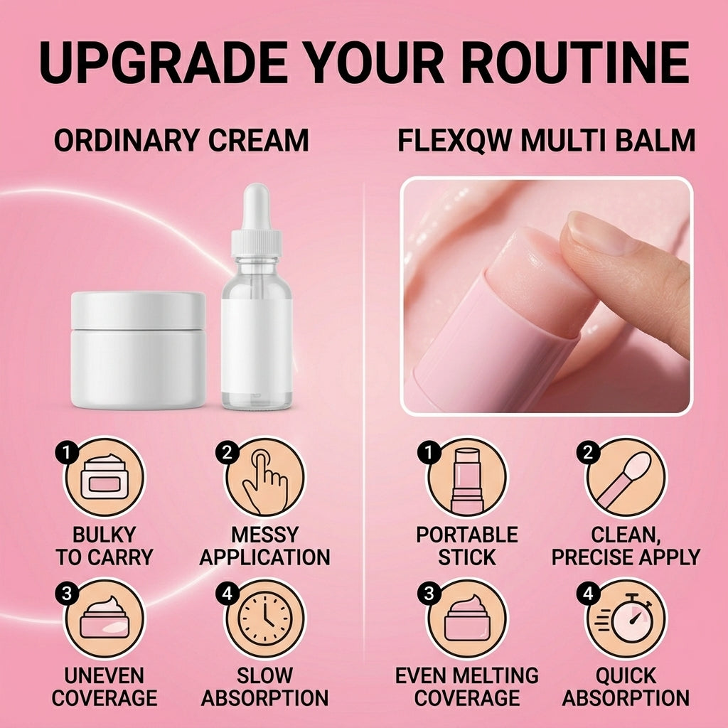 FLEXQW PDRN Pink Collagen Volume Multi Balm Stick - with 5% Volufiline & Retinol | Instant Plumping, Anti-Wrinkle & Firming Treatment for Eyes, Lips, and Neck (10g)