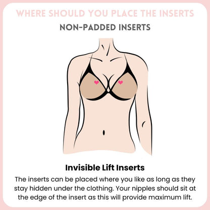 Invisible Lift - Patented Sticky Fashion Bra Inserts Prevents Nipple Slips No Sewing Required Low Cut Tops Womenswear