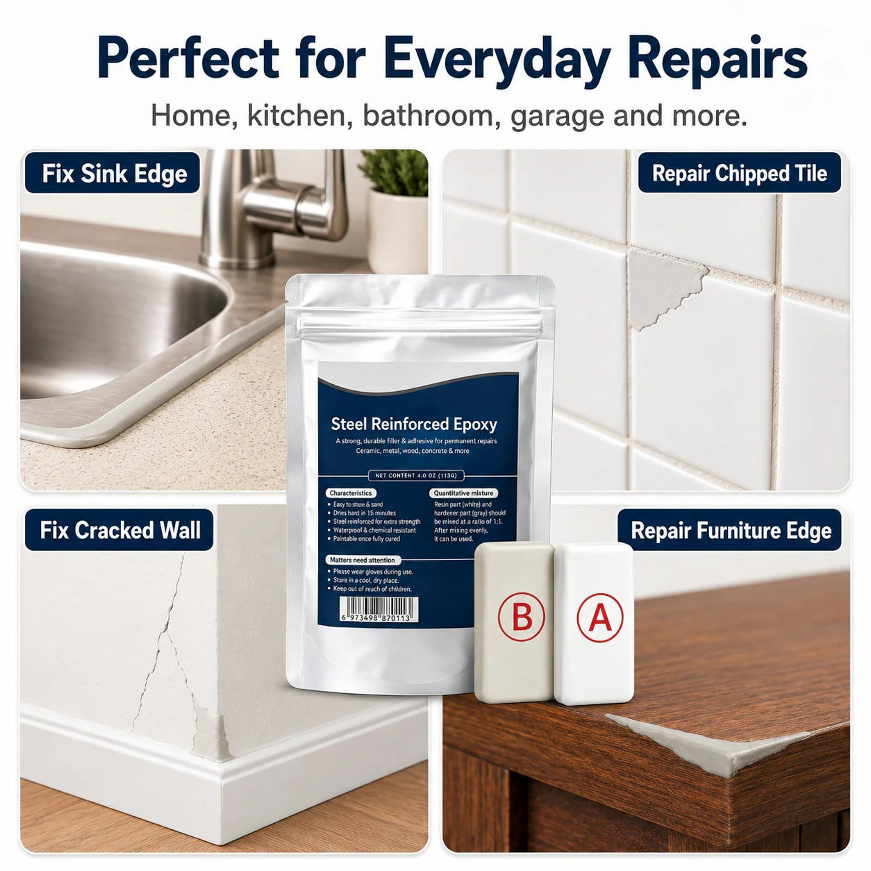 💥SAVE 50% NOW —  Steel-Reinforced Epoxy Repair Putty | Multi-Surface Repair Stick for Metal, Wood, Plastic, Ceramic, Pipes & Cracks🏠
